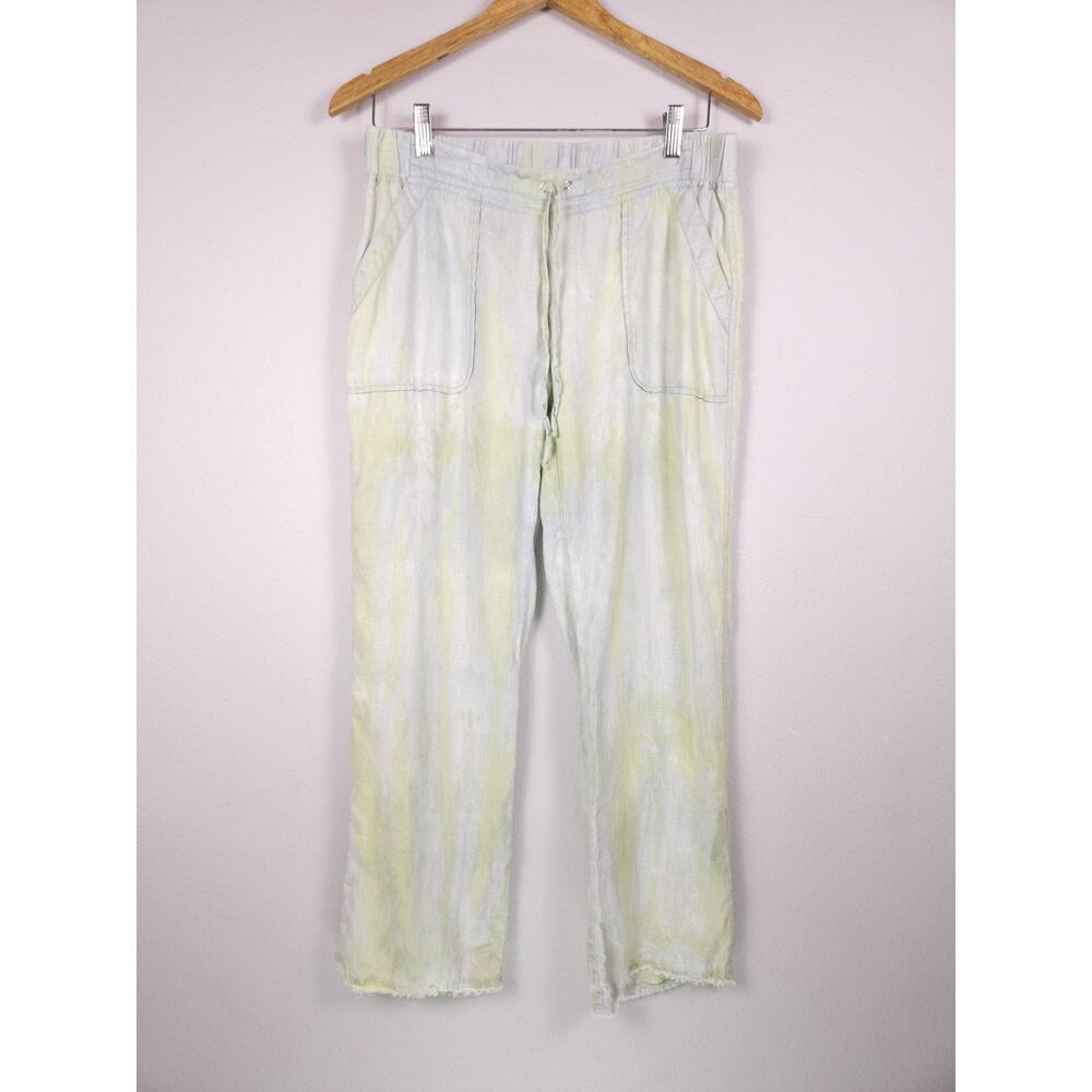 Pure Amici Small Women's Lightweight And Frayed Pants 100% Linen - Picture 1 of 13